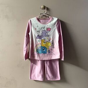 Care Bears Pink Pajama Top & Bottom Set Girls' Size 4/5 EUC